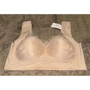 Zen Chic Bra 3.0 Size Small Wireless Lace Pushup Padded Beige New